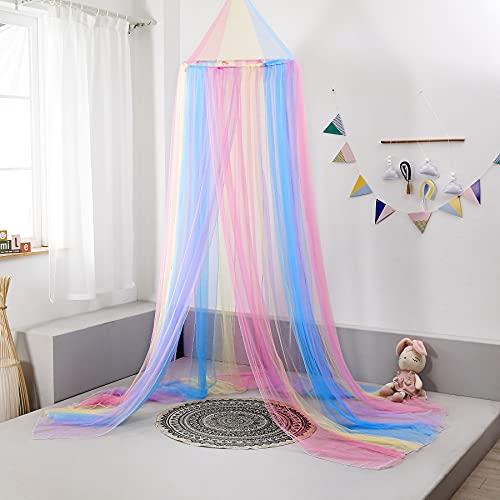Nattey Rainbow Bed Canopy with Lights - Girls Room Bed Netting for Twin, Single, Full, Queen Size Beds - Reading Corners Room Décor - Image 2