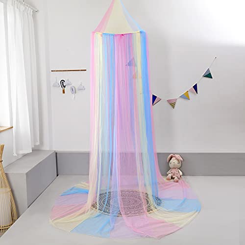 Nattey Rainbow Bed Canopy with Lights - Girls Room Bed Netting for Twin, Single, Full, Queen Size Beds - Reading Corners Room Décor - Image 3