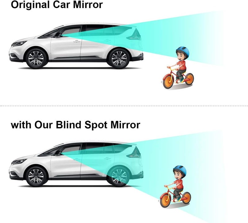 POMFW Blind Spot Mirror, 2 inch Rearview Convex Side Mirrors for Cars SUV Truck Van Stick on 3M Adhesive, Rear View HD Glass Frameless Sway Rotate adjustable Wide Angle 2PCS (Fanshaped) - Image 4