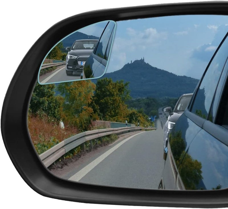 POMFW Blind Spot Mirror, 2 inch Rearview Convex Side Mirrors for Cars SUV Truck Van Stick on 3M Adhesive, Rear View HD Glass Frameless Sway Rotate adjustable Wide Angle 2PCS (Fanshaped) - Image 1