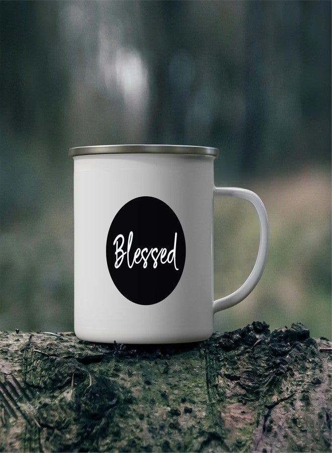SMIZE Blessed Tea Coffee Mug | Unbreakable Enamel | Cool Funky Gift | Unique and Stylish | Birthday Anniversary Christmas Gift (Metal), 350 Milliliter - Image 5