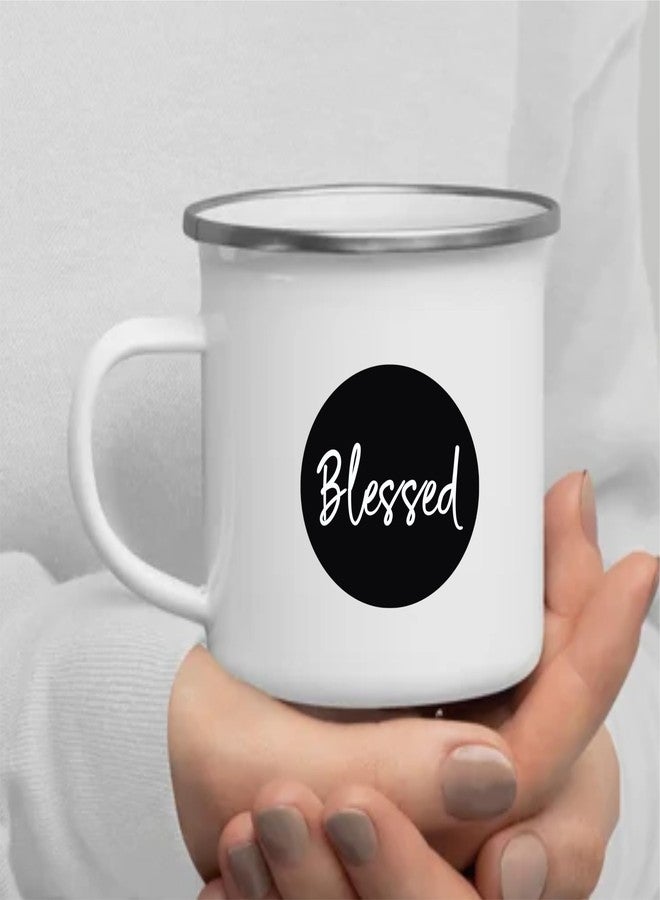SMIZE Blessed Tea Coffee Mug | Unbreakable Enamel | Cool Funky Gift | Unique and Stylish | Birthday Anniversary Christmas Gift (Metal), 350 Milliliter - Image 3