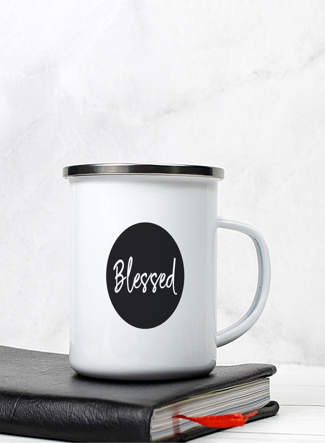 SMIZE Blessed Tea Coffee Mug | Unbreakable Enamel | Cool Funky Gift | Unique and Stylish | Birthday Anniversary Christmas Gift (Metal), 350 Milliliter - Image 4