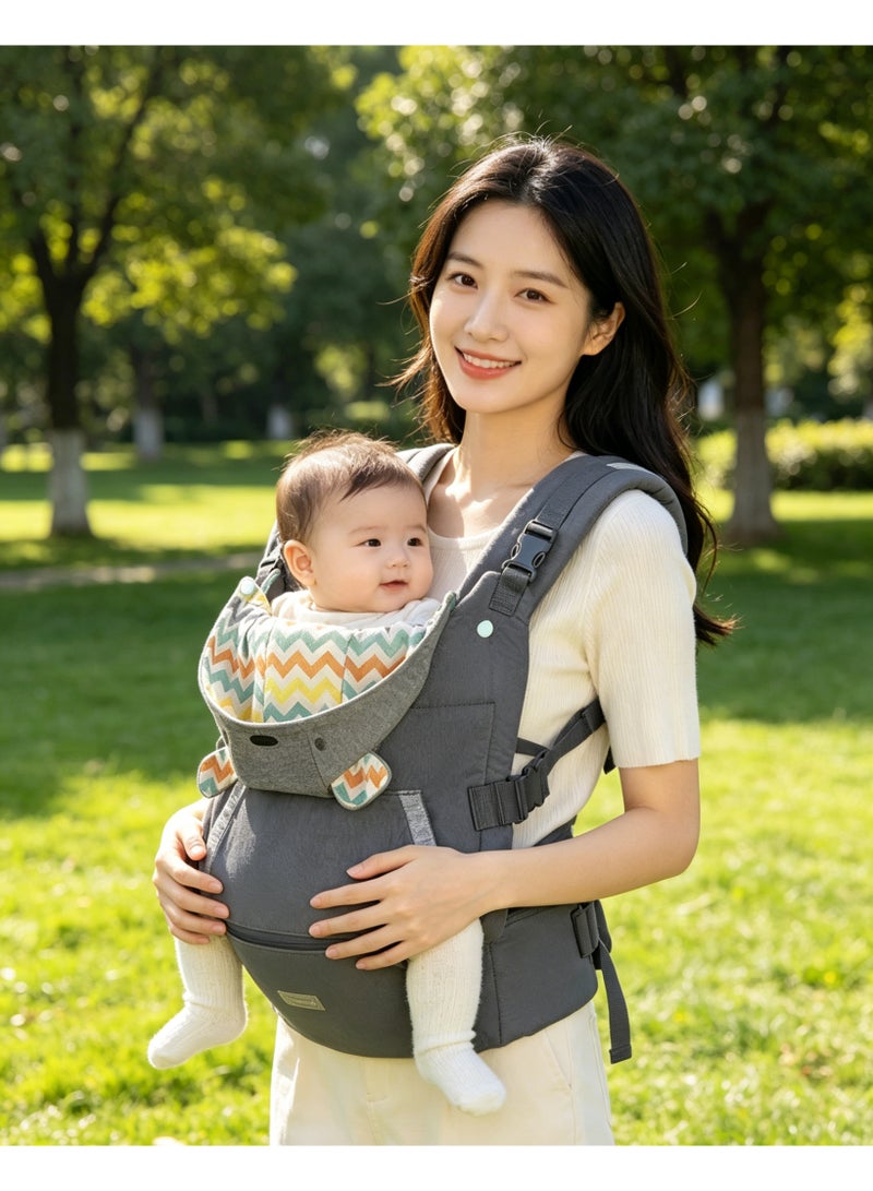 Walpck Carry On Active Baby Carrier, Ergonomic Multi-Pocket Baby Carrier for Newborn to Toddler 8-40 lbs with Padded Straps, Lumbar Belt Storage & Pacifier Loop, Registry Essential, Gray - Image 3