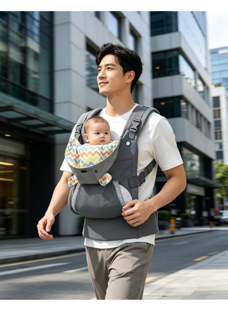 Walpck Carry On Active Baby Carrier, Ergonomic Multi-Pocket Baby Carrier for Newborn to Toddler 8-40 lbs with Padded Straps, Lumbar Belt Storage & Pacifier Loop, Registry Essential, Gray - Image 2