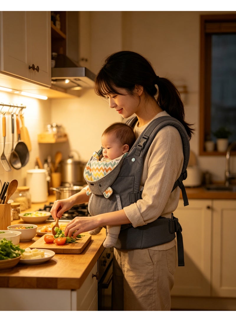 Walpck Carry On Active Baby Carrier, Ergonomic Multi-Pocket Baby Carrier for Newborn to Toddler 8-40 lbs with Padded Straps, Lumbar Belt Storage & Pacifier Loop, Registry Essential, Gray - Image 4