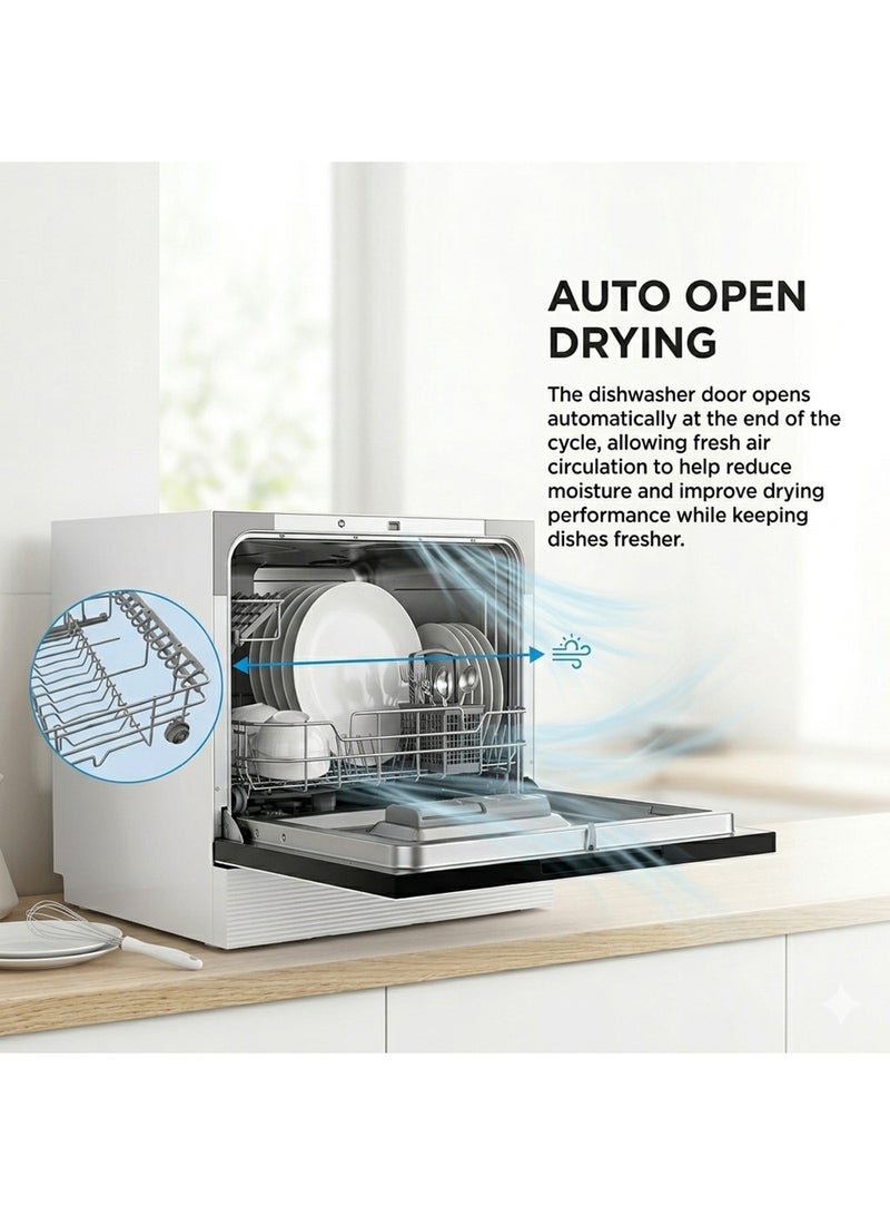Midea 6 Place Setting Table-Top Dishwasher, Ultra-Real Touch Screen, Quickload Mode, Auto Open Drying, Mirror Finish, Scratch & Stain Resistant- WQP6-3609(GN)-G (Green) 6 L WQP6-3609(GN)-G green - Image 5