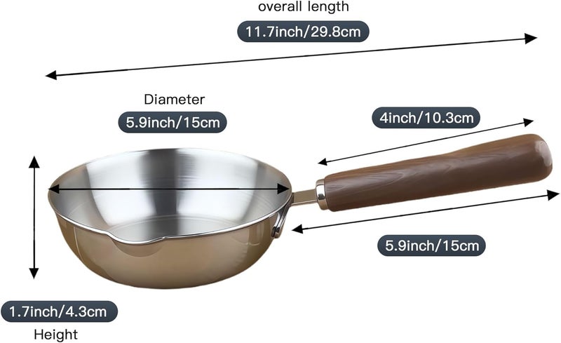 IMEEA 5.5-Inch Egg Pan Omelet Pan SUS304 Stainless Steel Mini Sauce Pan with Wooden Handle - Image 2