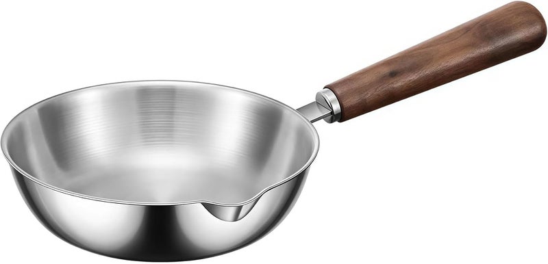 IMEEA 5.5-Inch Egg Pan Omelet Pan SUS304 Stainless Steel Mini Sauce Pan with Wooden Handle - Image 1
