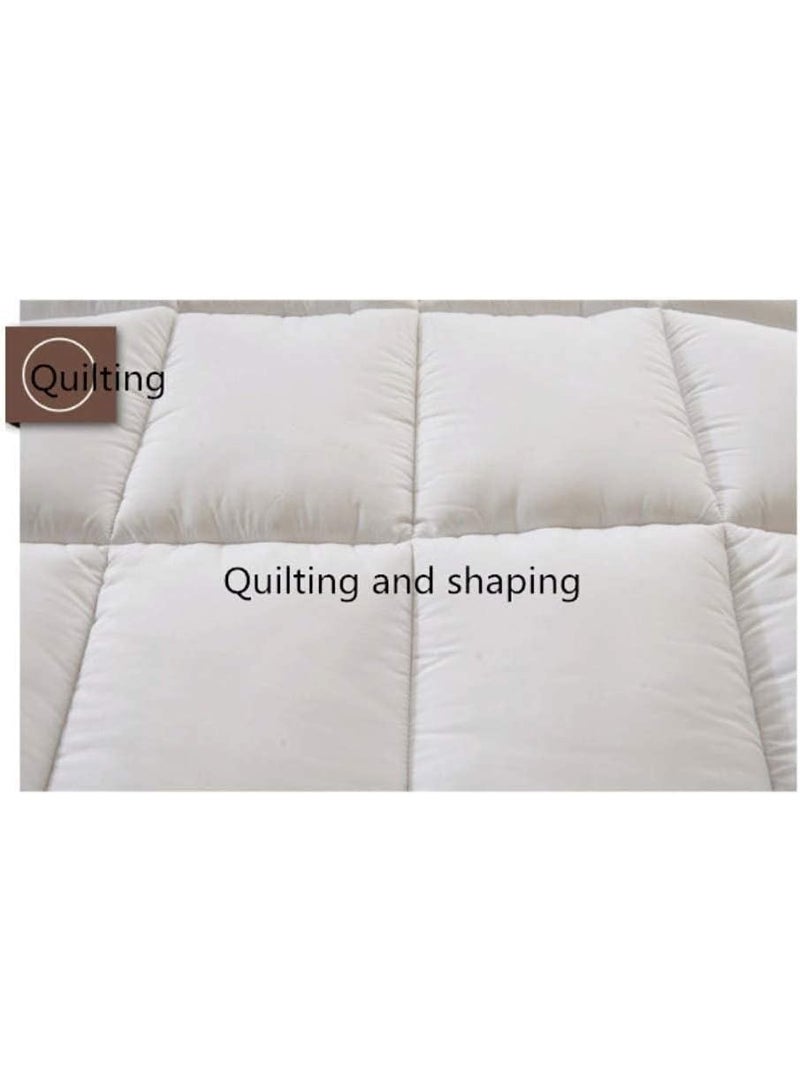 Super Soft Material Mattress Topper 200 x 100+6 cm, 85 Gsm Microfiber 1 cm Stripe - 500Gsm Soft, Firm, Extra Thick Fibersheet With 4 Sides Elastic Bands,White, Single - Image 4