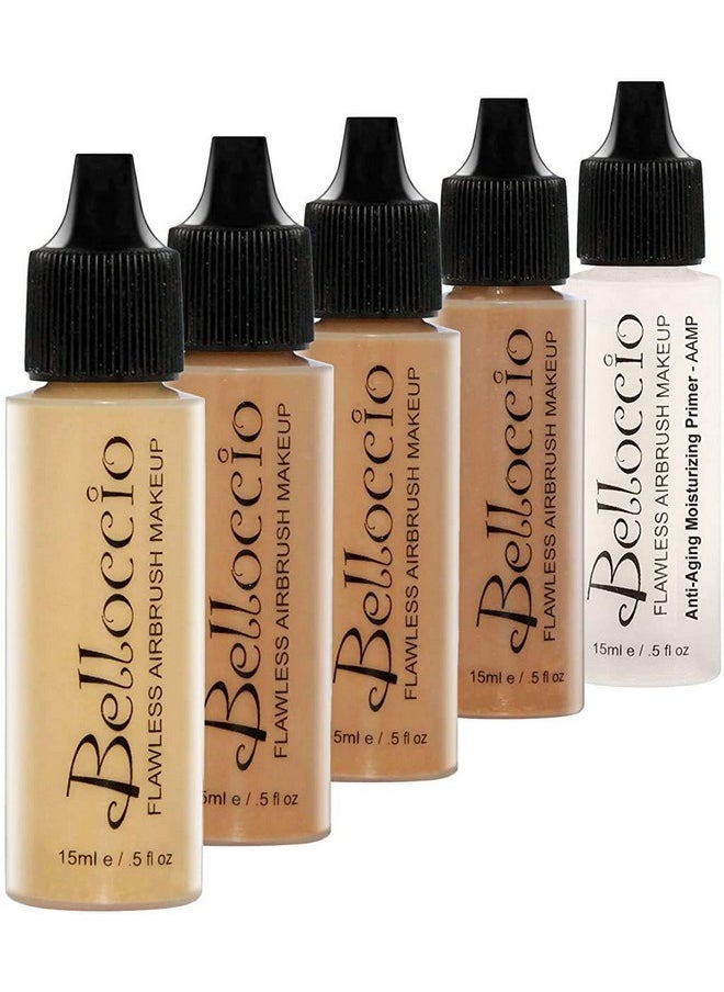 Belloccio Tan Color Shade Foundation Set Professional Cosmetic Airbrush Makeup In 1;2 Oz Bottles  - Image 2