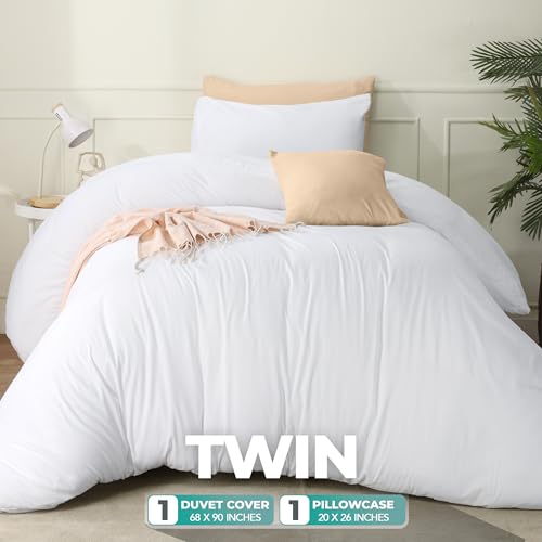 Utopia Bedding Duvet Cover Set with Pillowcases 2 Pieces Bedding Duvet Cover with Zipper Closure 1 Duvet Cover with 1 Pillow Sham Soft Brushed Microfiber TwinTwin XL White - Image 3