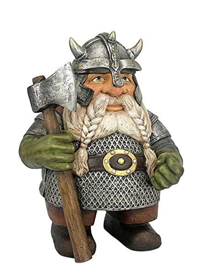 SYOSI - Viking Victor Norse Dwarf Gnome Statue Door Greeting Nordic Dwarf Warriors Garden Gnome Figurines Ornaments Sculpture Color Decoration for Indoor Outdoor Patio Lawn Home Yard Decor Porch Mini Size - Image 1