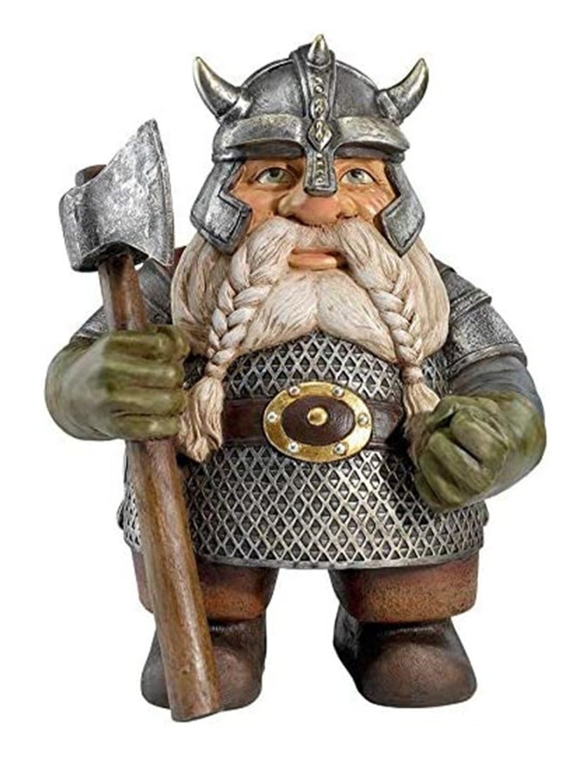 SYOSI - Viking Victor Norse Dwarf Gnome Statue Door Greeting Nordic Dwarf Warriors Garden Gnome Figurines Ornaments Sculpture Color Decoration for Indoor Outdoor Patio Lawn Home Yard Decor Porch Mini Size - Image 1