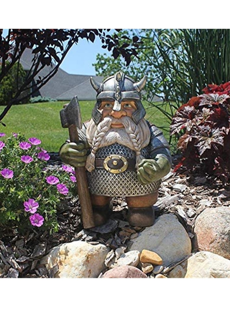 SYOSI - Viking Victor Norse Dwarf Gnome Statue Door Greeting Nordic Dwarf Warriors Garden Gnome Figurines Ornaments Sculpture Color Decoration for Indoor Outdoor Patio Lawn Home Yard Decor Porch Mini Size - Image 1