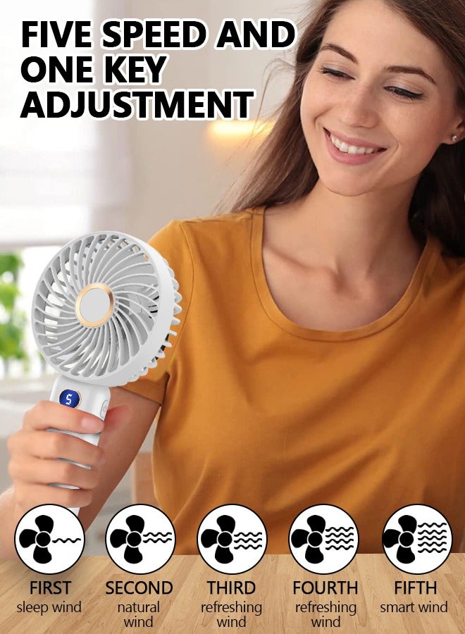 Portable Handheld Fan-5 Gear Personal Fan-Mini Fan Multifunctional-Digital Display Silent Fan-Long Endurance Pocket Fan - Image 1