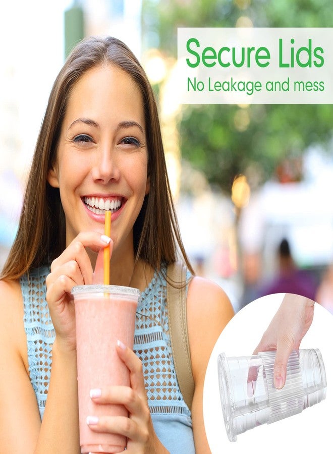 Nuogo 200 قطعة أغطية بلاستيكية مسطحة شفافة قابلة للتصرف مع فتحة للشفاطة تناسب أكواب سعة 12 أونصة، 16 أونصة، 20 أونصة و 24 أونصة لمشروبات القهوة المثلجة، الآيس كريم، السلاش، الميلك شيك، مستلزمات الحفلات - Image 5