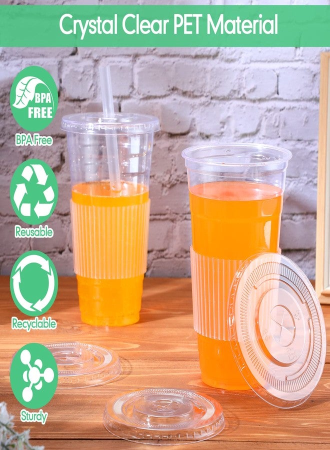 Nuogo 200 قطعة أغطية بلاستيكية مسطحة شفافة قابلة للتصرف مع فتحة للشفاطة تناسب أكواب سعة 12 أونصة، 16 أونصة، 20 أونصة و 24 أونصة لمشروبات القهوة المثلجة، الآيس كريم، السلاش، الميلك شيك، مستلزمات الحفلات - Image 3