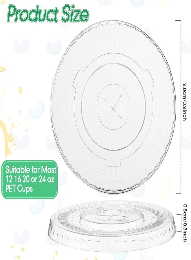 Nuogo 200 قطعة أغطية بلاستيكية مسطحة شفافة قابلة للتصرف مع فتحة للشفاطة تناسب أكواب سعة 12 أونصة، 16 أونصة، 20 أونصة و 24 أونصة لمشروبات القهوة المثلجة، الآيس كريم، السلاش، الميلك شيك، مستلزمات الحفلات - Image 2