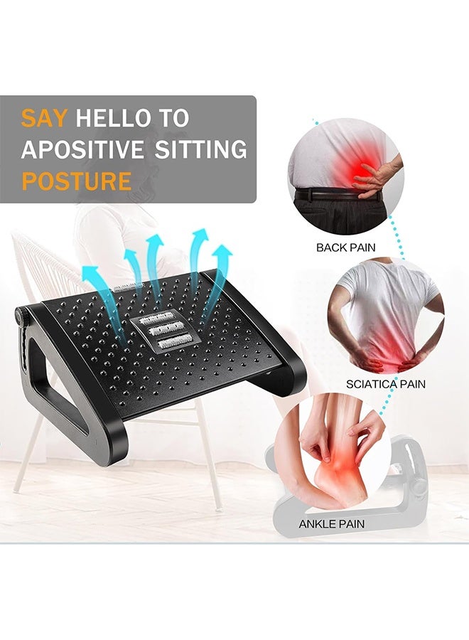 TodyJeyHo Foot Rest for Under Desk at Work,Ergonomic 6 Heights Adjustable Footrest withMassage Roller & Firm Non-Slip Legs, Portable Under Desk Foot Stool for Home,Office (Black) - Image 5