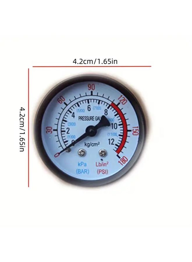 1pc 0 180 PSI 12 Bar Air Pressure Gauge Heavy Duty Metal Construction Dual Scale - Image 3