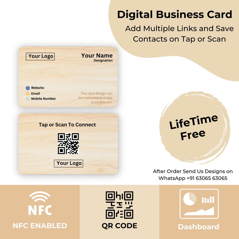 Tinydabba NFC & QR-Enabled Business Card | Smart Digital Visiting Card for Instant Contact Sharing | Lifetime Free | Dashboard Access (Custom Wooden) - Image 3