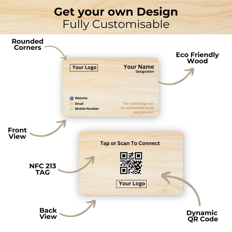 Tinydabba NFC & QR-Enabled Business Card | Smart Digital Visiting Card for Instant Contact Sharing | Lifetime Free | Dashboard Access (Custom Wooden) - Image 4