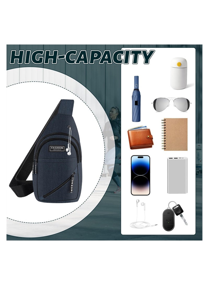 Excefore حقيبة كتف للرجال والنساء، حقيبة ظهر صغيرة خفيفة الوزن من النايلون مضادة للسرقة، حقيبة صدر كاجوال للرجال والنساء، حقيبة كروس رفيعة للمشي لمسافات طويلة وركوب الدراجات والجري والسفر في الهواء الطلق (أزرق) - Image 4