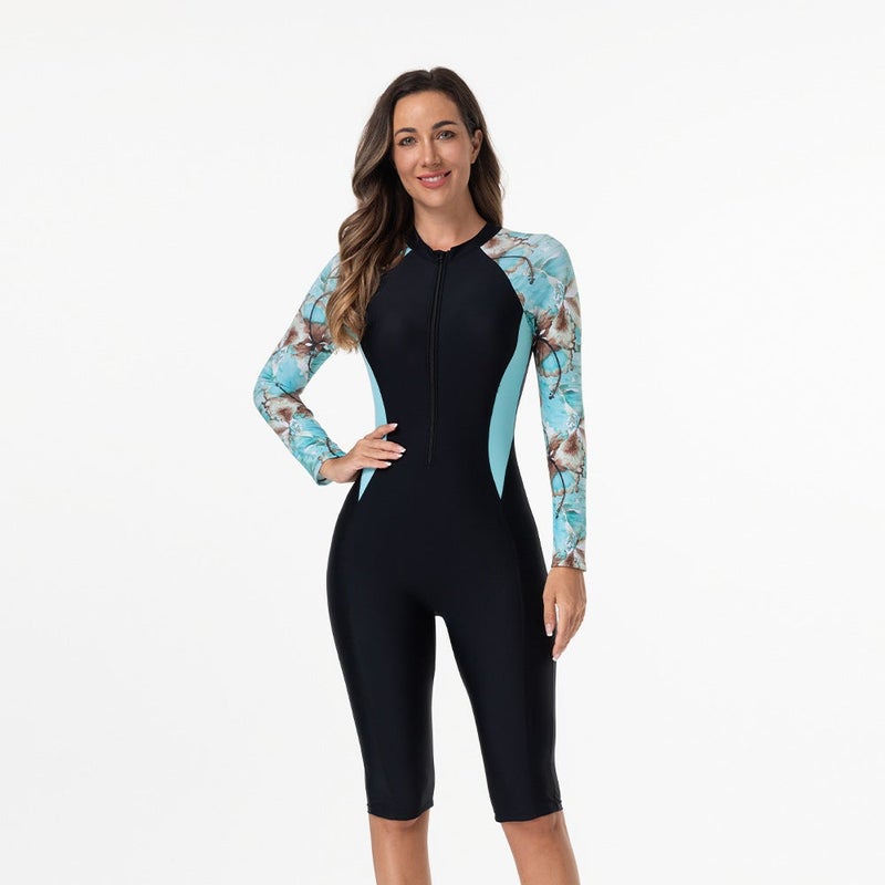 Ofrdncy Womens One Piece Swimsuit Long Sleeve zipper Swimsuit Rash Guard Bathing Suit UPF 50+ Surfing Swimwear Built in Bra - Image 4