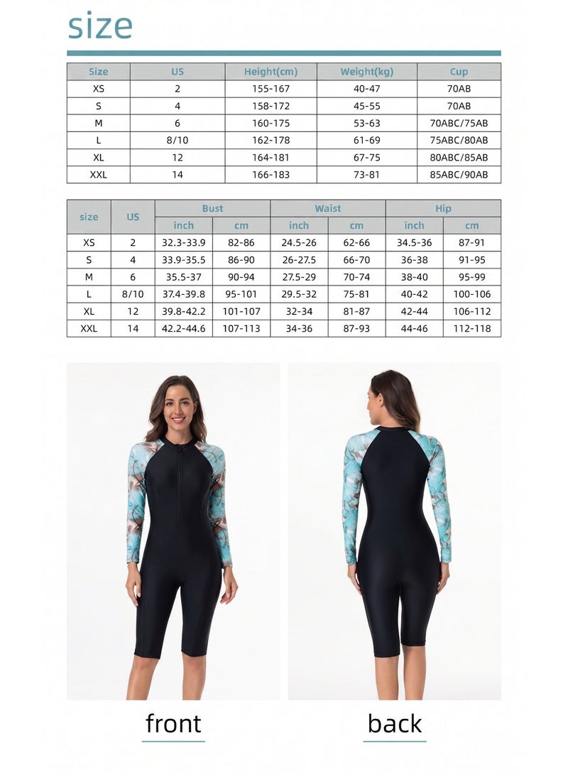 Ofrdncy Womens One Piece Swimsuit Long Sleeve zipper Swimsuit Rash Guard Bathing Suit UPF 50+ Surfing Swimwear Built in Bra - Image 2