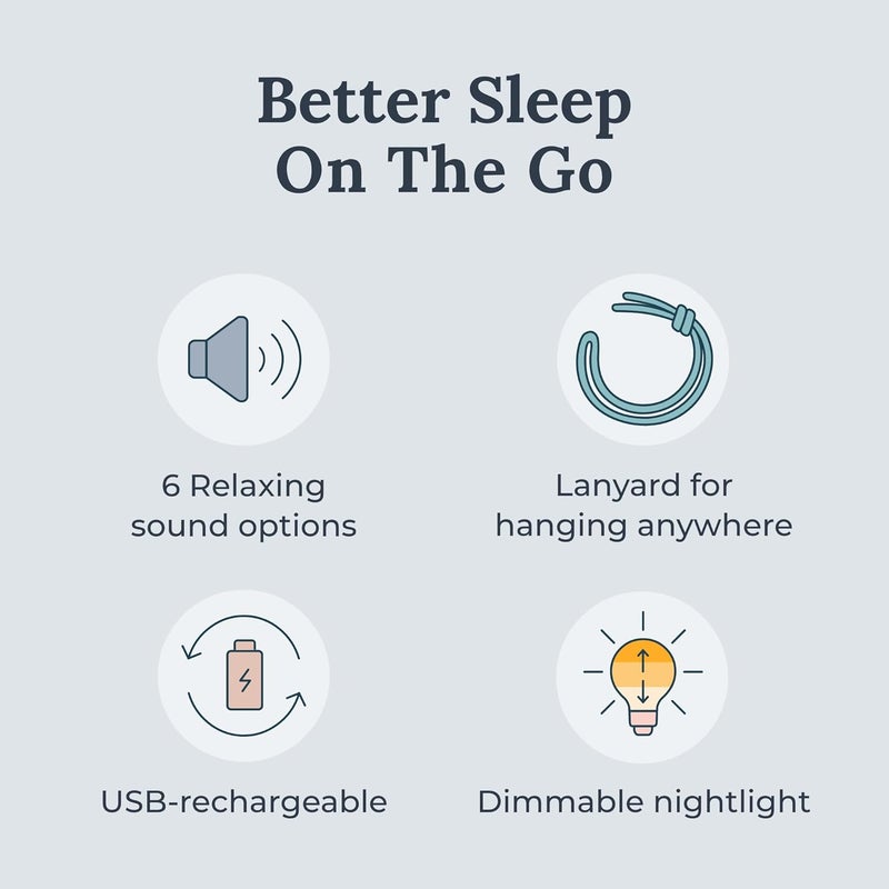 Yogasleep Travel Mini Portable White Noise Sound Machine, 6 Soothing Sounds, Volume Control, Dimmable Night Light, Sleep Therapy for Adults & Baby, USB Rechargeable, Lanyard Included - Image 2
