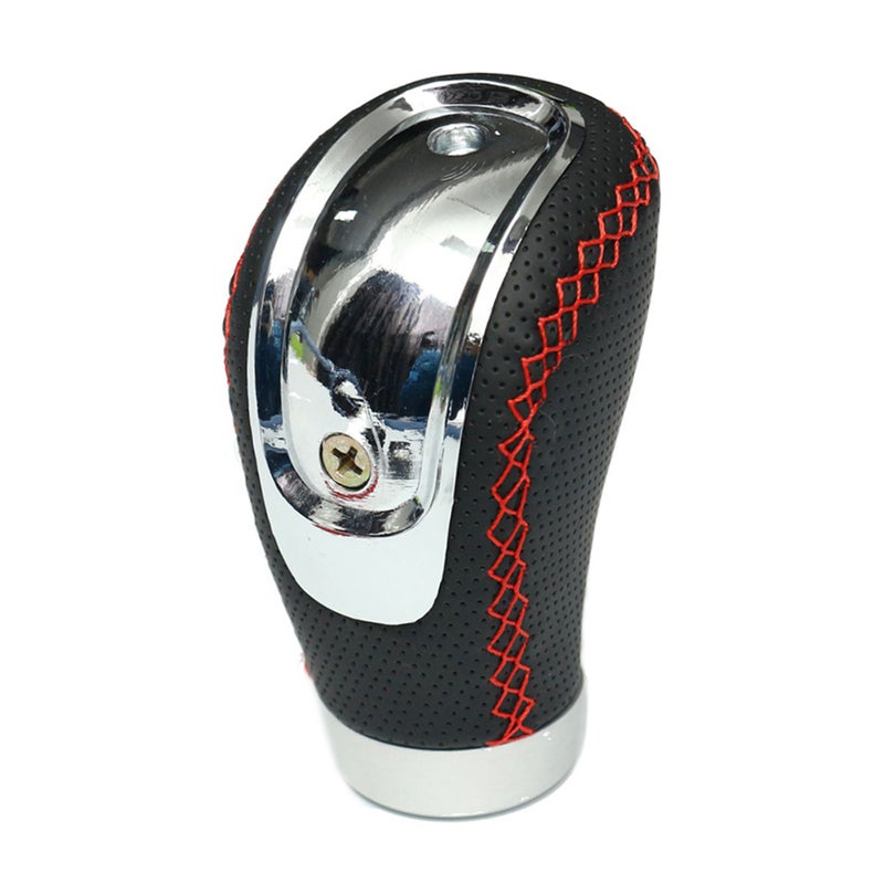 5 6 Speed Black PU Leather Manual Car Gear Shift Knob Shifter Lever Handle Stick Universal with 3 Caps - Image 1