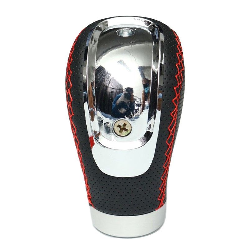 5 6 Speed Black PU Leather Manual Car Gear Shift Knob Shifter Lever Handle Stick Universal with 3 Caps - Image 3