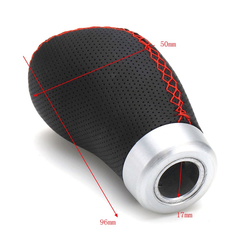 5 6 Speed Black PU Leather Manual Car Gear Shift Knob Shifter Lever Handle Stick Universal with 3 Caps - Image 5