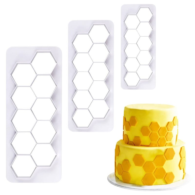 Mity rain Hexagon Cookie Cutter  Geometric Multicutter Football Cake Fondant Cutter  3 SizeHexagon Biscuit CuttersNovel Creative Cake Decorating