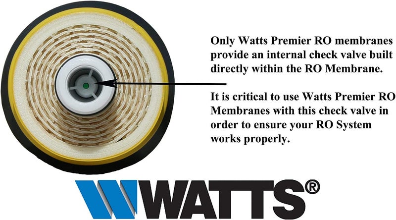Watts Premier RO Water Filter 50 GPD (Gallons Per Day) Semi-Permeable Membrane Replacement for Premier Standard Reverse Osmosis System, Yellow, Built-In Check Valve, 1.8" Dia x 10.75" L, 1-Pack - Image 4