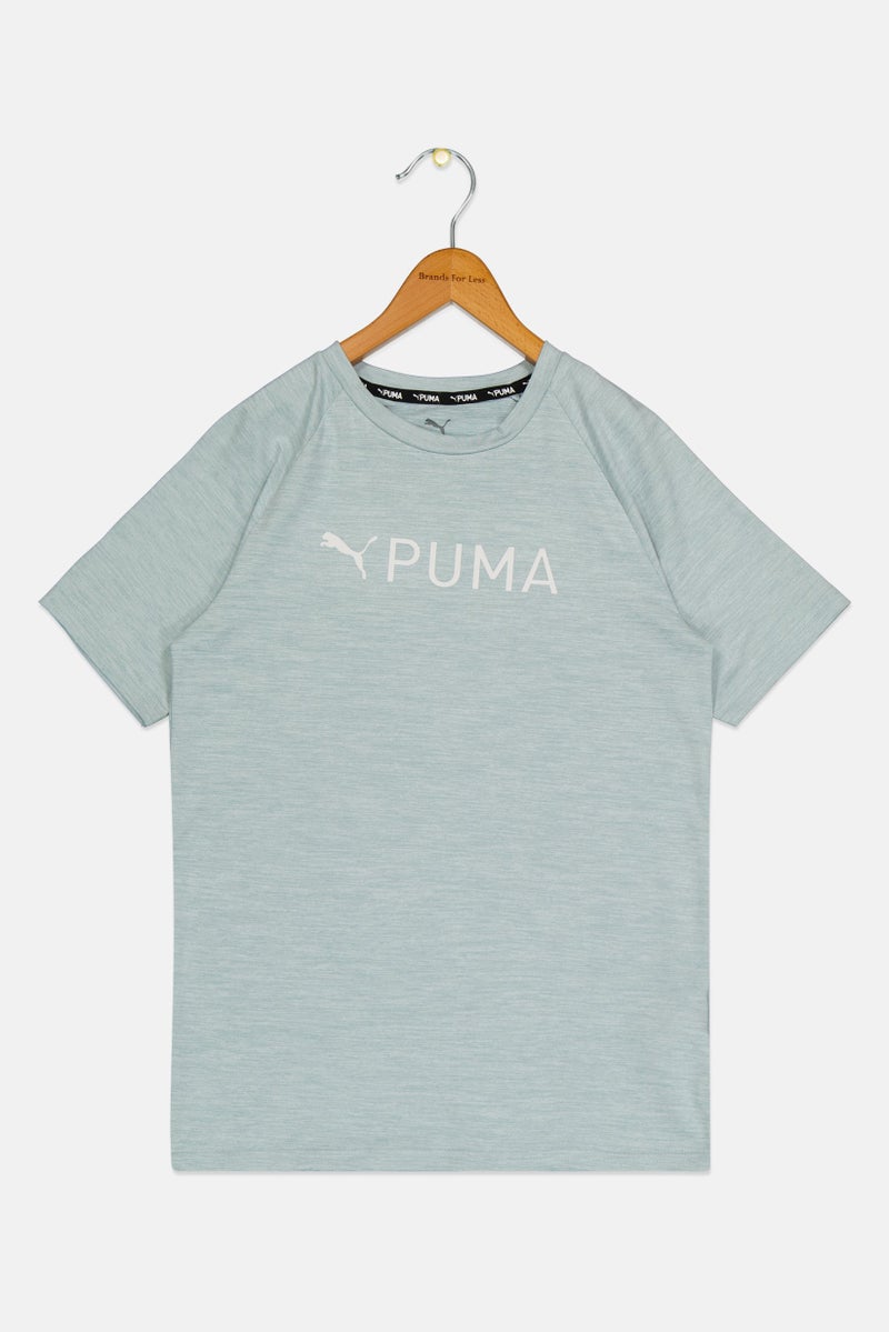 PUMA ملابس رياضية للأطفال الأولاد قميص تدريب قصير الأكمام، أخضر مريمي - Image 1