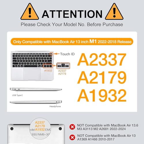 Dyazo 13.3 Inch Laptop Hard Shell Case Cover | Shockproof Protector for 2018 2019 2020 Models MacBook Air Cover | Compatible for M1 A2337 | A2179 | A1932 (Transparent Black) - Image 2