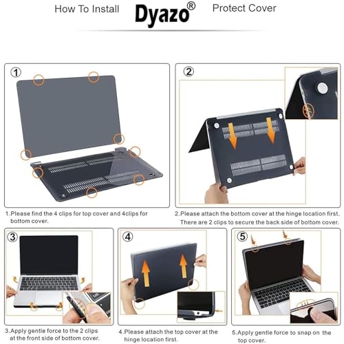 Dyazo 13.3 Inch Laptop Hard Shell Case Cover | Shockproof Protector for 2018 2019 2020 Models MacBook Air Cover | Compatible for M1 A2337 | A2179 | A1932 (Transparent Black) - Image 3