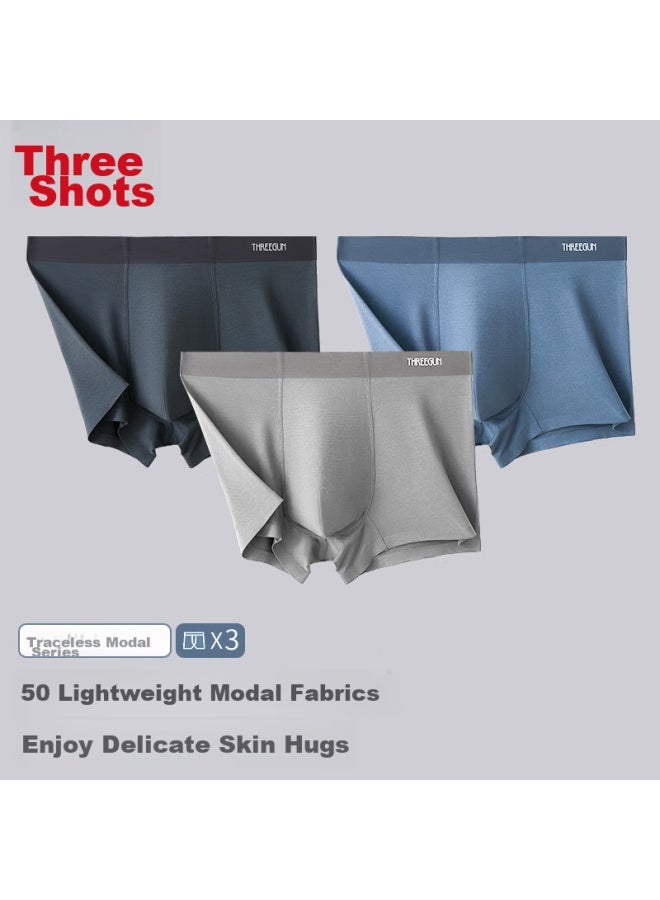 THREEGUN Sanqiang Modal Men's Underwear, Summer Boxer Briefs, Spring And Summer Seamless Shorts, Antibacterial Crotch - Image 1