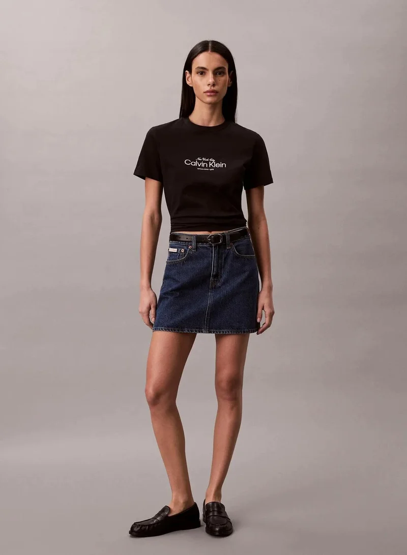 Calvin Klein Black Classic NYC Logo T-Shirt for Women | Best Price UAE