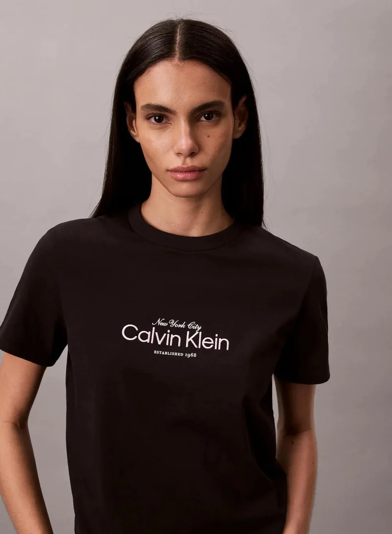 Calvin Klein Black Classic NYC Logo T-Shirt for Women | Best Price UAE