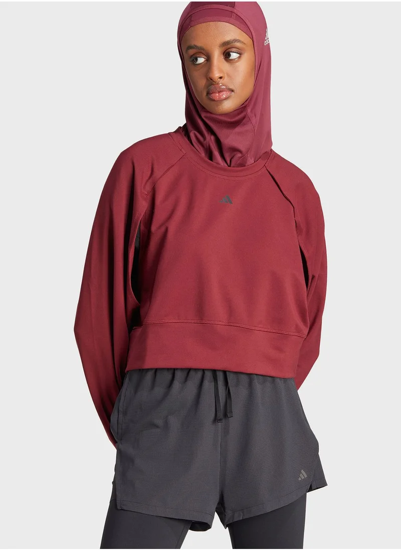 Adidas Power Aeroready Crop Cover-Up Sweatshirt