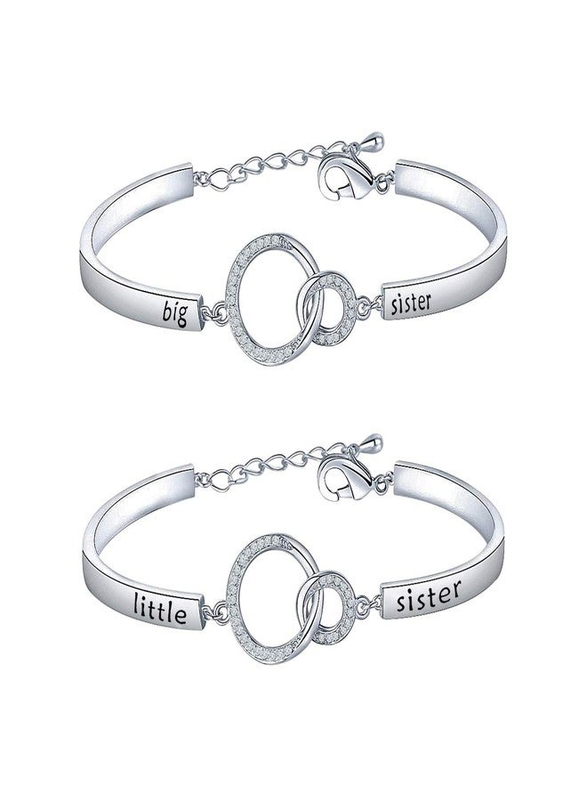 BNQL Sorority Big Sister Little Sister Bracelets Set Sisters Gift CZ Interlocking Circles Jewelry (big little sister bracelet set S) - Image 1