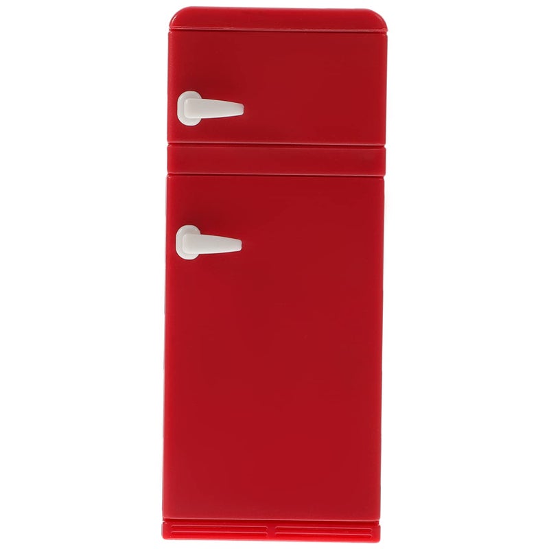 Mini Red Plastic Refrigerator Dollhouse Furniture Bedroom Accessories - Image 2