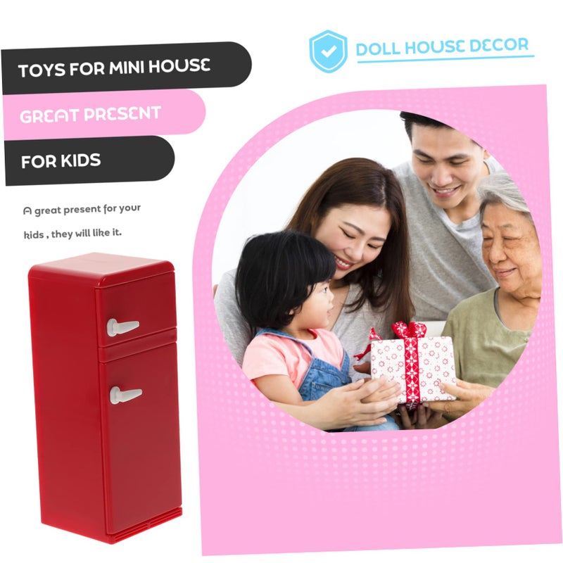 Mini Red Plastic Refrigerator Dollhouse Furniture Bedroom Accessories - Image 4