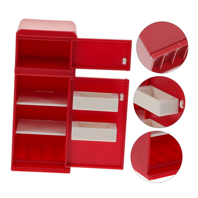 Mini Red Plastic Refrigerator Dollhouse Furniture Bedroom Accessories - Image 3