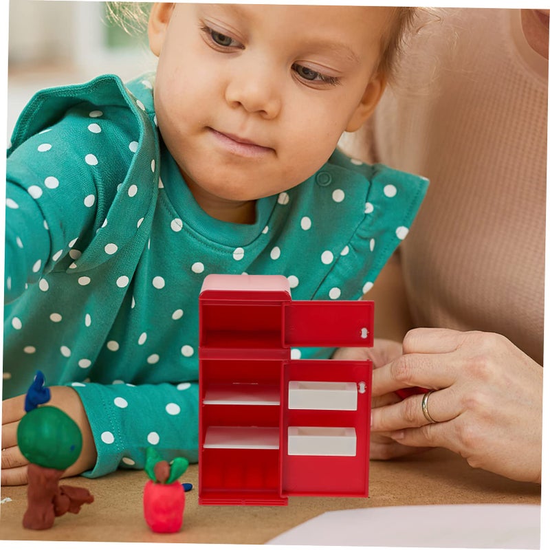 Mini Red Plastic Refrigerator Dollhouse Furniture Bedroom Accessories - Image 5