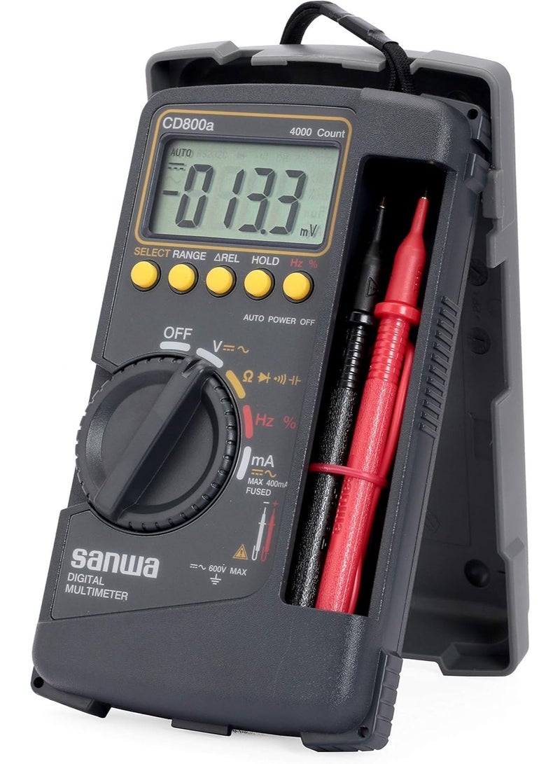 SANWA CD800A Digital Multimeter AC/DC 600V, 400mA Battery Powered Tester with Buzzer, Portable Electrical Measuring Tool for Voltage, Current & Continuity - Image 3