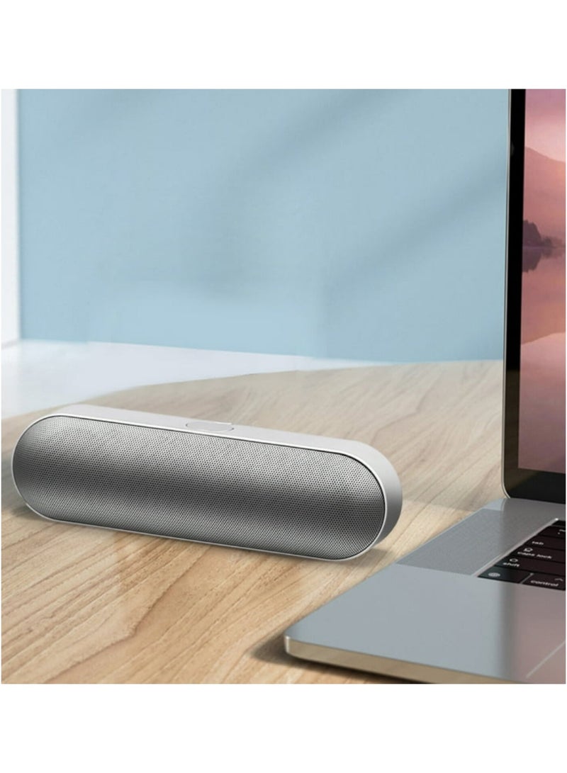 Wireless speaker supports Bluetooth, TF, USB, AUX connection, silver color - Image 2